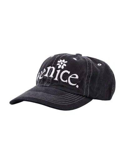 Erl Venice Embroidered Cotton-twill Baseball Cap In Black