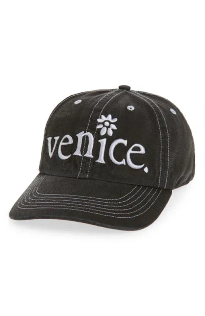 Erl Venice Embroidered Cotton-twill Baseball Cap In Black