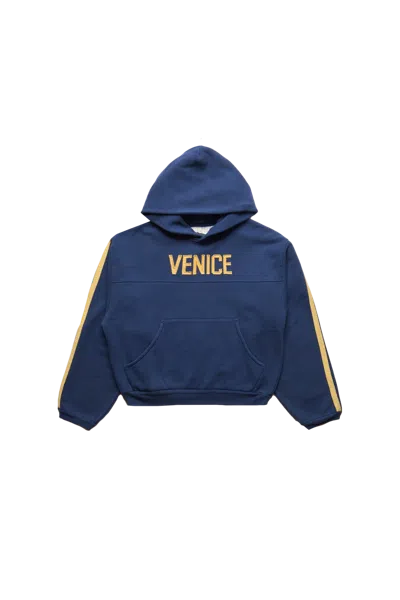 Erl Venice Football Pull Over Hoodie Navy In Blue