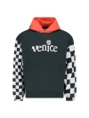 Erl Venice Checker Sleeve Hoodie In Black Checker