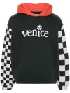 Erl Venice Checker Sleeve Hoodie In Black