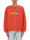 Erl Red Crewneck Sweatshirt With Embroidered Logo