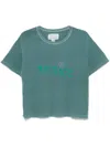 Erl Venice Cropped Cotton T-shirt In Green