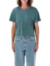 Erl Venice Cropped Cotton T-shirt In Jade Green