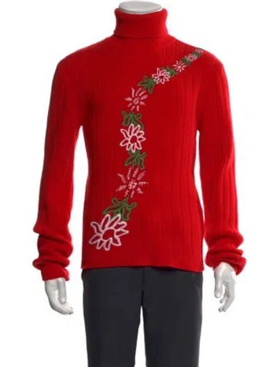 Pre-owned Erl Virgin Wool Graphic Print Pullover In Red