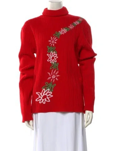 Pre-owned Erl Virgin Wool Graphic Print Sweater In Red