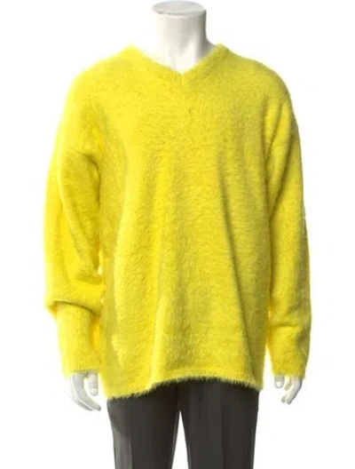Pre-owned Erl V-neck Long Sleeve Pullover In Yellow