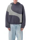 Erl Panelled Hoodie In Gray