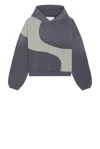 Erl Panelled Cotton Hoodie In Gray