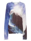 Erl Wave Print Knit Sweater In Purple
