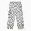ERL ERL WHITE AND CHEQUERED CARGO TROUSERS