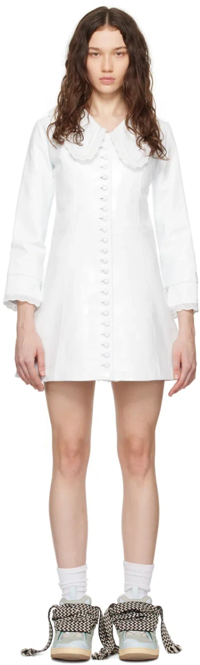 Erl White Buttoned Leather Minidress In 1 White