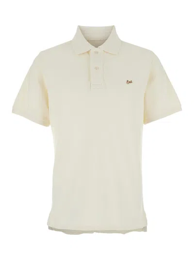ERL WHITE POLO WITH CLASSIC COLLAR AND LOGO LETTERING ON THE FRONT IN COTTON MAN
