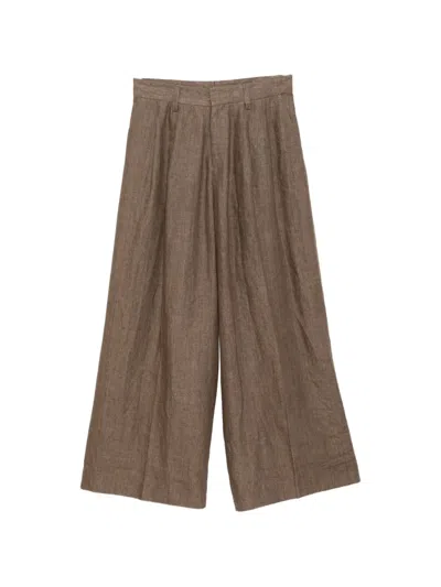 Erl Wide-leg Tailored Trousers In Brown