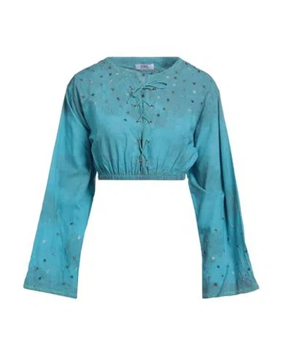 Erl Woman Top Azure Size L Cotton In Blue