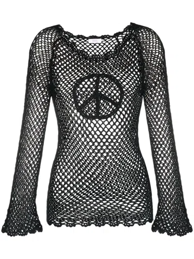 Erl Womens Hand Crochet Peace Top Knit In Black