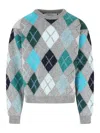 Erl Grey Multicolor Argyle Pattern Knit Sweater In Gray