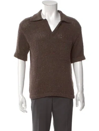 Pre-owned Erl Wool V-neck Polo Sweater In Brown
