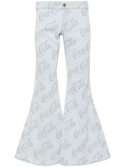 ERL X COCA COLA COOL GREY LOW-RISE FLARED JEANS