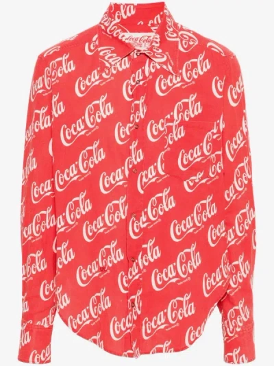 Erl X Coca-cola Print Shirt In Red