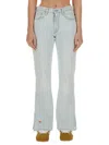 Erl Straight Leg Trousers Side Slits In Blue