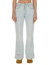 Erl Straight Leg Trousers Side Slits In Blue