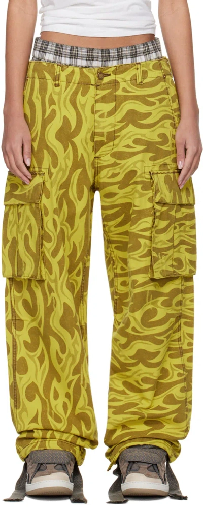 Erl Yellow Flame Cargo Pants In Yellow Flame 1