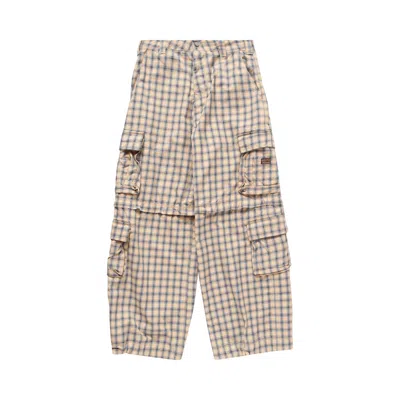 Pre-owned Erl Zip Off Plaid Cargo Pants 'beige/blue' | Cream | Men's Size M In White