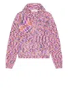 Erl Zipped Wool Mohair Hoodie Knit In Pink