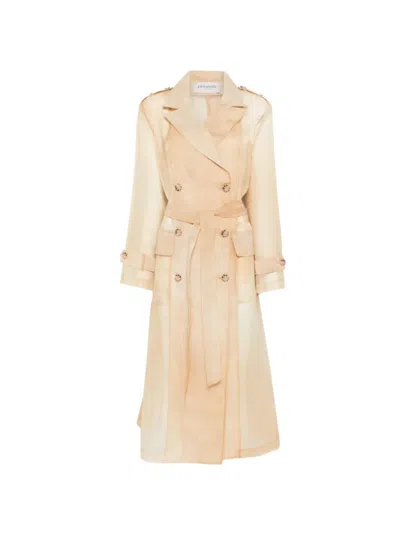Ermanno Almond Polyamide Belted Trench In White