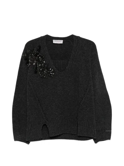 Ermanno Anthracite Wool Sweater In Black