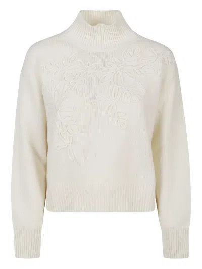 ERMANNO ERMANNO BEIGE WOOL FLORAL SWEATER
