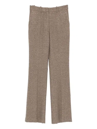 Ermanno Brown Silk Nylon Trousers