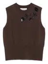 Ermanno Embroidered Vest In Brown