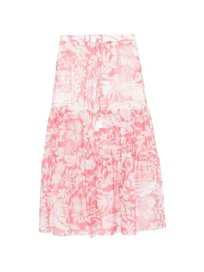 Ermanno Bubble Lyocell Polyamide Long Skirt In Pink