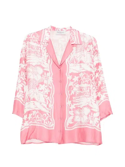Ermanno Bubble  Viscose Pyjama Shirt In Pink