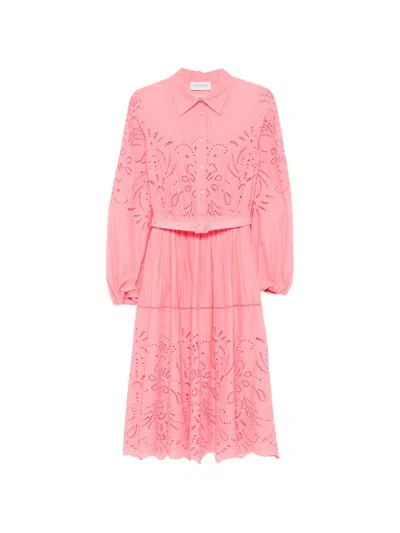 Ermanno Cotton Belted Dress In Pink
