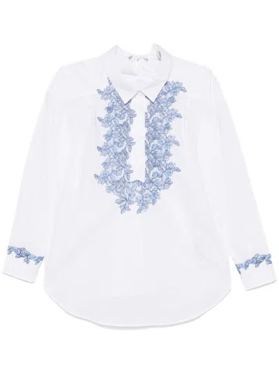 Ermanno Cotton Embroidered Blouse In White