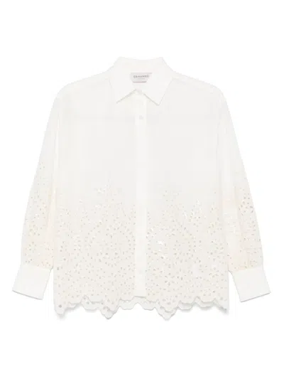Ermanno Cotton Embroidered Shirt In White