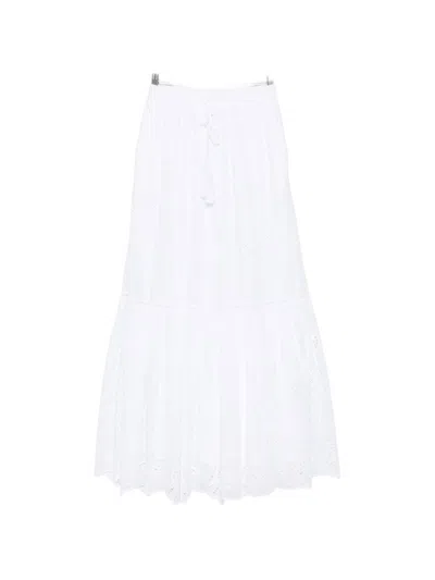 Ermanno Cotton Long Skirt In White