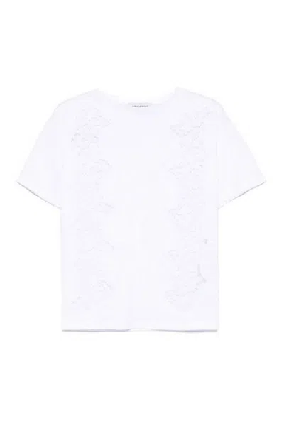 Ermanno Cotton T-shirt With Lace Detailing In White