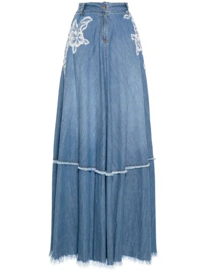Ermanno Denim Long Skirt In Blue