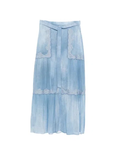 Ermanno Denim Viscose Maxi Skirt In Blue