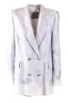 Ermanno Double-breasted Blazer With Elegant Lace Detailing And Tailored Fit