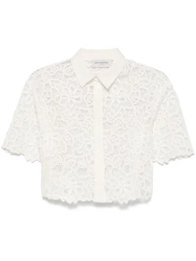 Ermanno Embroidered Cotton Shirt In White