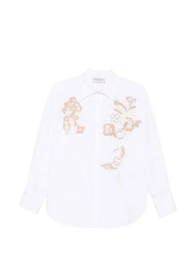 Ermanno Embroidered Cotton Shirt In White