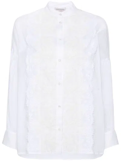 Ermanno Embroidered Cotton Shirt In White