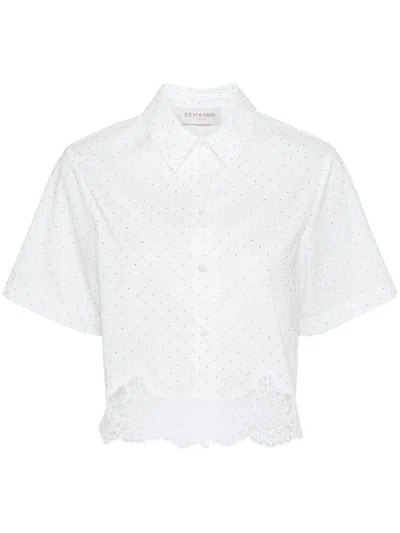 Ermanno Embroidered Cotton Shirt In White