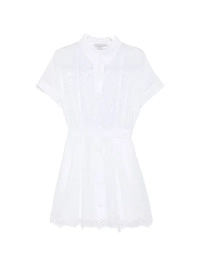 Ermanno Embroidered Cotton Shirtdress In White