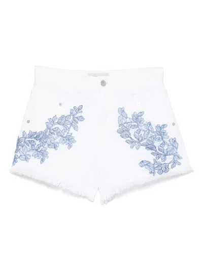 Ermanno Embroidered Cotton Shorts In White